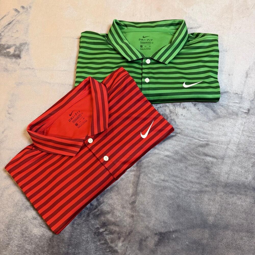 Bundle of 2 Nike Dri-FIT Polo Shirt Mens Sz 3XL Printed Golf Swoosh Performance